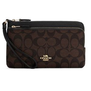 Coach Double Zip Wallet In Signature Canvas